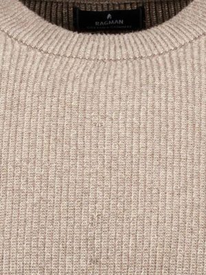 Pullover in maglia girocollo bicolore, cotone/cashmere