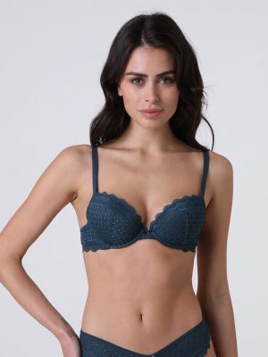 LOVABLE Reggiseno imbottito con ferretto Grafic Lace in pizzo, Ottanio