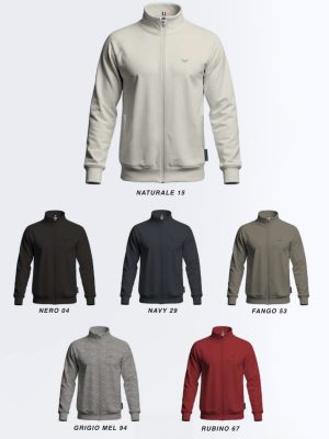 Giacca con cerniera in felpa garzata 100% cotone