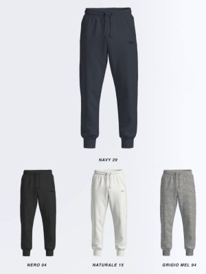 Pantalone Tuta garzato in cotone 100% con polsini