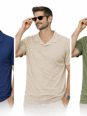Polo in tessuto 70% cotone 30% lino