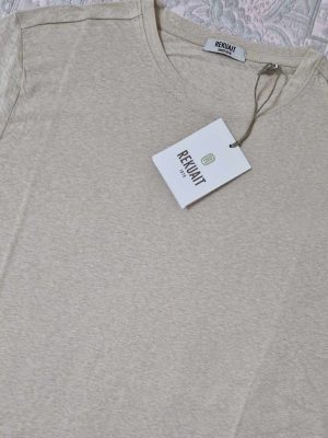 T-shirt in con scollo a giro 70% cotone 30% lino