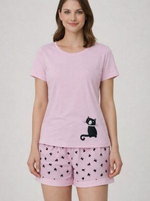 Pigiama donna Lovable in cotone estivo manica corta e pantaloncino corto L0EQM