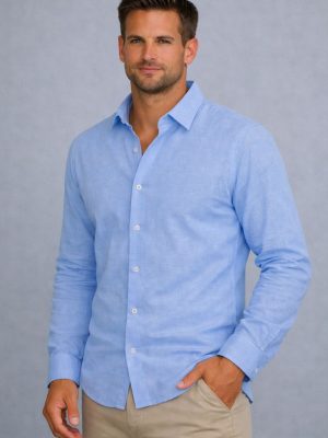 Camicia in misto lino manica lunga